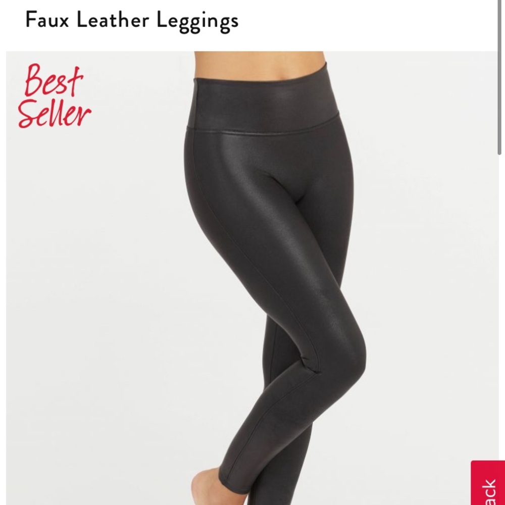 spanx black faux leather leggings